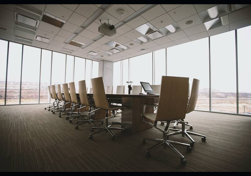 Boardroom with a view over open land